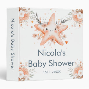 Cute Floral Starfish Baby Shower Photo Album Binder