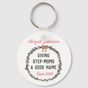 Cute Floral Step Mom Happy Mother's Day Keychain