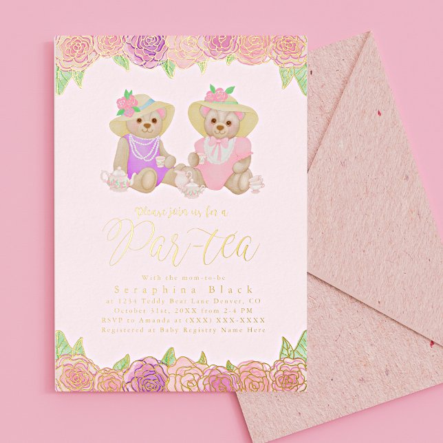 Cute Floral Teddy Bear High Tea Baby Shower  (Creator Uploaded)