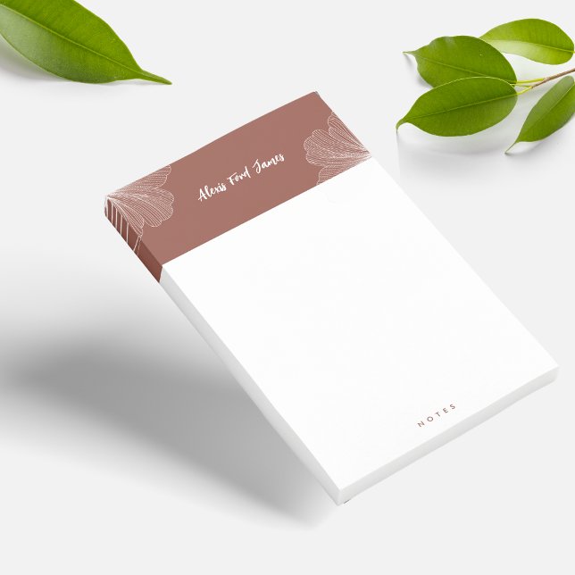 Cute Floral Terracotta Rust Chic Script Post-it Notes (Creator Uploaded)
