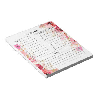Cute Floral To Do List Notepad