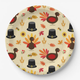 Cute Floral Turkey Happy Thanksgiving  Napkin Paper Plate