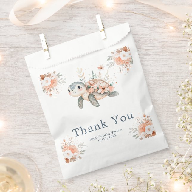 Cute Floral Turtle Baby Shower Favour Bag