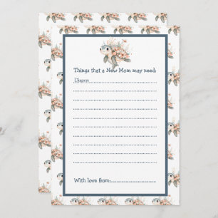 Cute Floral Turtle Baby Shower Invitation