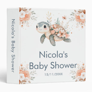 Cute Floral Turtle Baby Shower Photo Album Binder