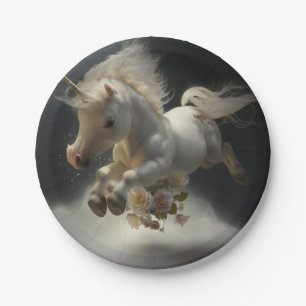 Cute floral Unicorns flying little pony Paper Plate