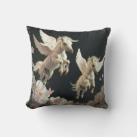 Cute floral Unicorns flying little pony Throw Pil