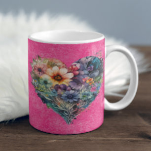 Cute Floral Valentines Day Personnalisé Café Mug