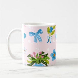 Cute Floral Vase Seamless Pattern  Coffee Mug