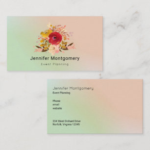 Cute Floral Watercolor Bouquet Event Planning Business Card