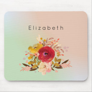 Cute Floral Watercolor Bouquet Personalized Mouse Pad