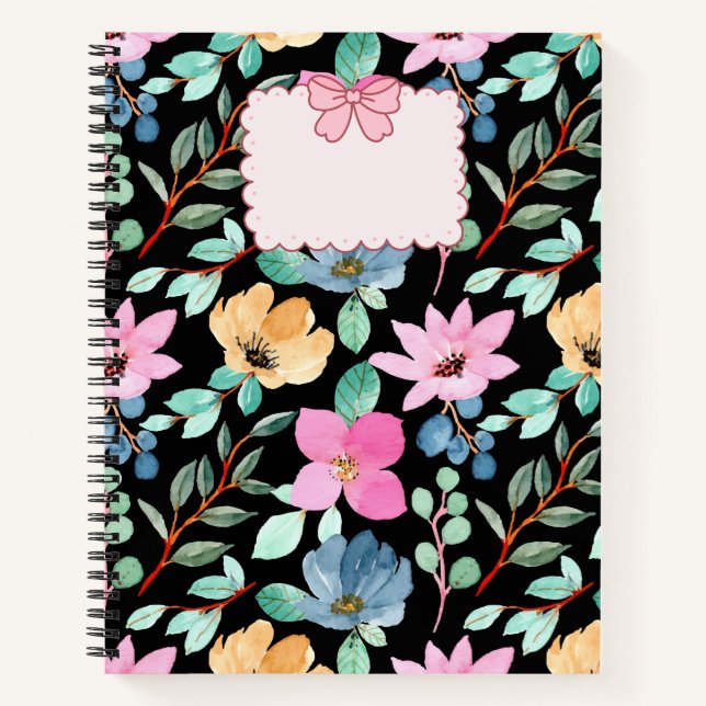 Cute Floral Watercolor Notebook Cover  (Front)
