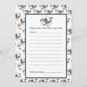 Cute Floral Whale Baby Shower Invitation