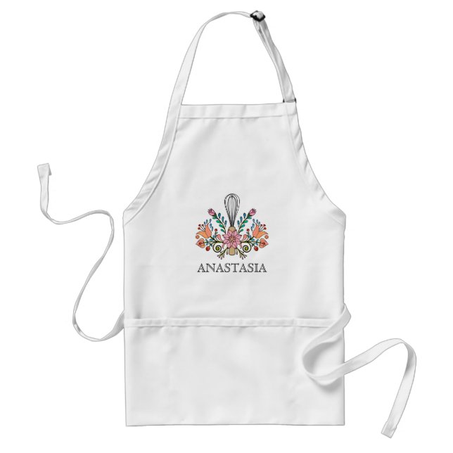 Cute Floral Whisk Standard Apron (Front)