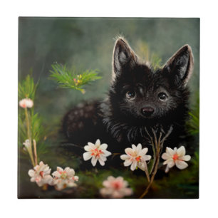Cute floral wild animal    tile