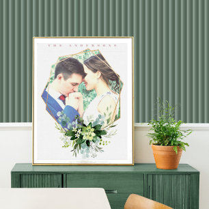 Cute floral wreath photo frame canvas print