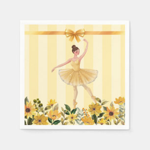 Cute Floral Yellow Ballerina Ribbon Baby Shower Napkin