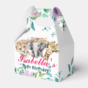 Cute Floral zoo jungle Animals Birthday Welcome  Favor Box