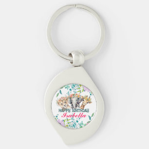 Cute Floral zoo jungle Animals Birthday Welcome Keychain
