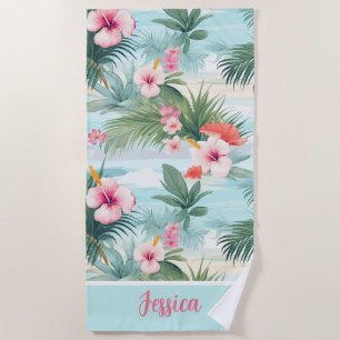 Cute Florals Tropical Beach Summer Pattern Beach Towel