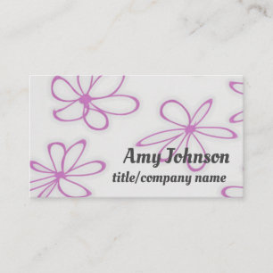 cute flower art purple custom double sided business card