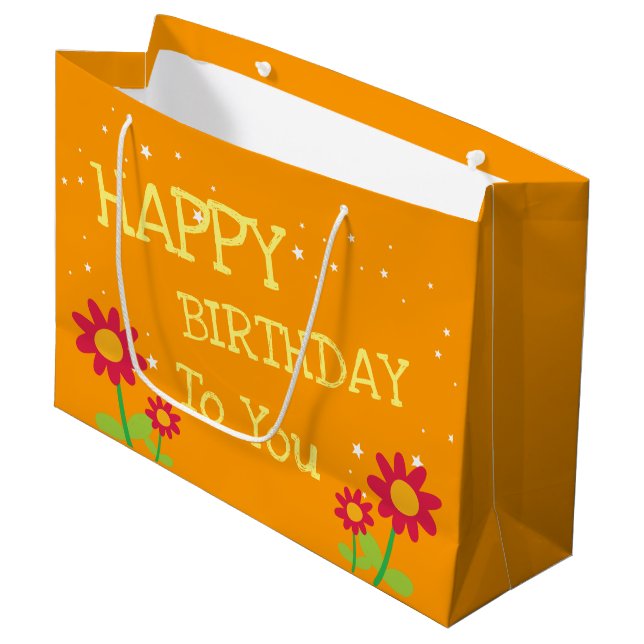 Cute Flower Birthday Gift Bag For All Ages (Front Angled)