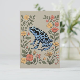 Cute Flower Blue Poison Dart Frog Toad  Frog Lover Invitation
