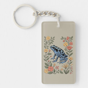 Cute Flower Blue Poison Dart Frog Toad  Frog Lover Keychain