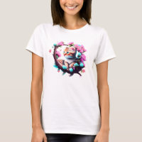 Cute Flower Cat Acrylic T-Shirt