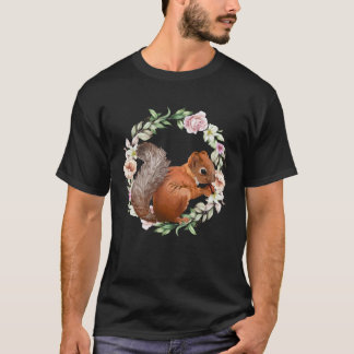 Cute Flower Circle And Squirrel  Animal & Nature T-Shirt