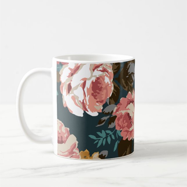 cute flower design textile illustrationart, patter coffee mug (Left)