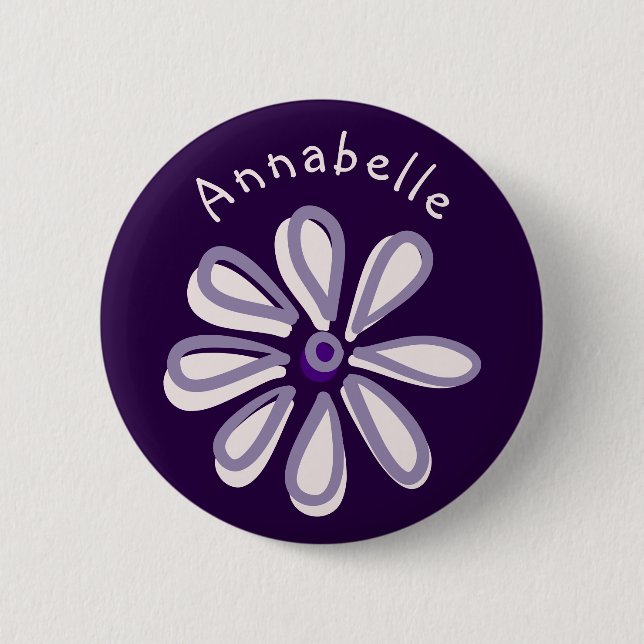 Cute Flower Doodle Your Name 2 Inch Round Button (Front)
