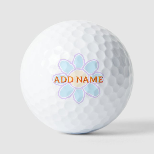  Cute Flower Drawing Custom Text Golf Balls (Front)