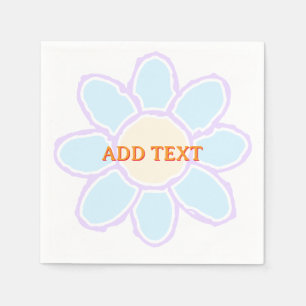 Cute Flower Drawing Custom Text Napkin