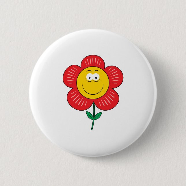 Cute Flower Face 2 Inch Round Button (Front)