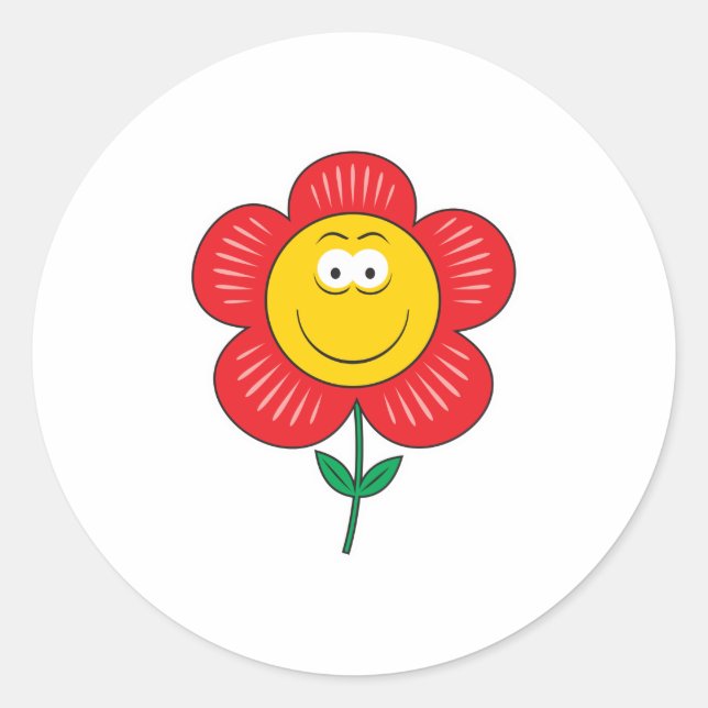 Cute Flower Face Classic Round Sticker (Front)