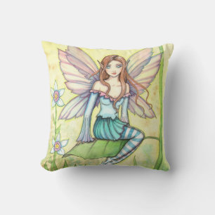Cute Flower Fairy Fantasy Art Throw Pillow