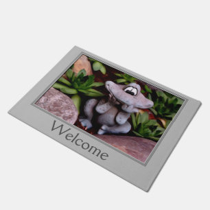 Cute Flower Garden Frog Welcome Doormat