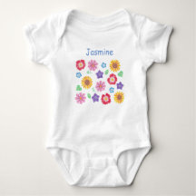 Cute Flower Garden Soft Colours Baby Bodysuit