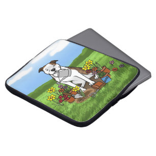 Cute Flower Gardener Pit Bull (lt brindle white 3) Laptop Sleeve