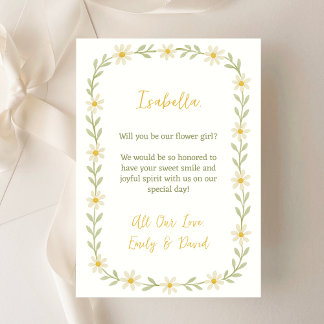 Cute Flower Girl Proposal Watercolor Daisy Card