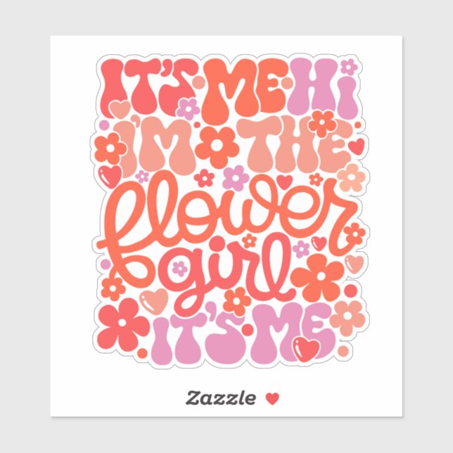 Cute Flower Girl Wedding “Hi It’s Me” Sticker (Feuille)