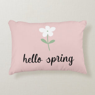 Cute Flower Hello Spring Accent Pillow