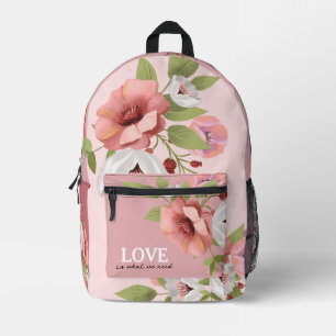 Cute Flower Illustrated Girl Backpack
