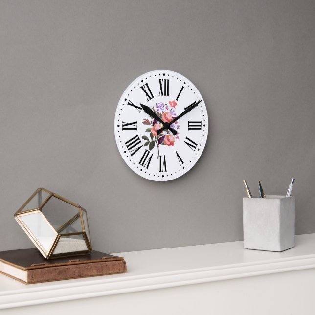 Cute flower lovers  round clock (Office)