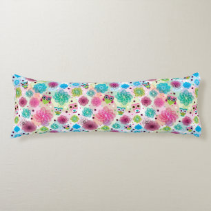 Cute flower owl background pattern body pillow