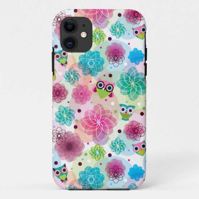 Cute flower owl background pattern Case-Mate iPhone case (Back)