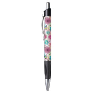 Cute flower owl background pattern pen