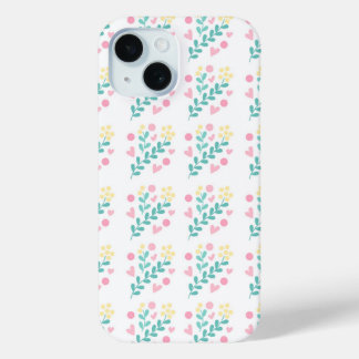 Cute flower pattern design iPhone 15 case