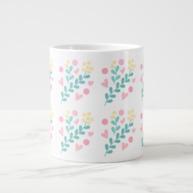 Cute flower pattern design large coffee mug (Front)
